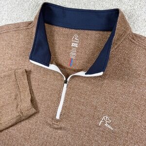 Rhoback Pullover Men 3XL Brown Herringbone Performance Quarter Zip Long Sleeve